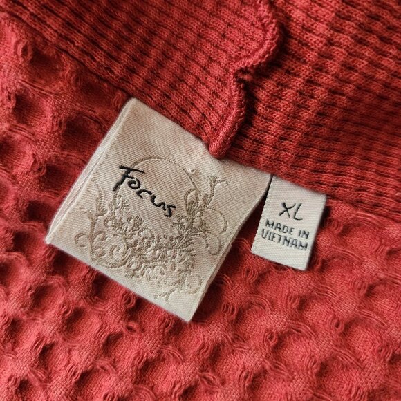 Focus Casual Life Waffle Cardigan Jacket Size Large Lagenlook Burnt Orange - Picture 8 of 9